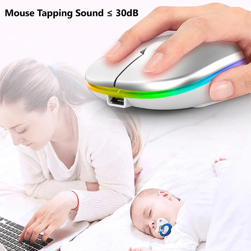 Wireless Mouse for Laptop PC Bluetooth RGB Rechargeable Mouses Wireless Computer Silent Mice LED Backlit Ergonomic Gaming Mouse - Image 6