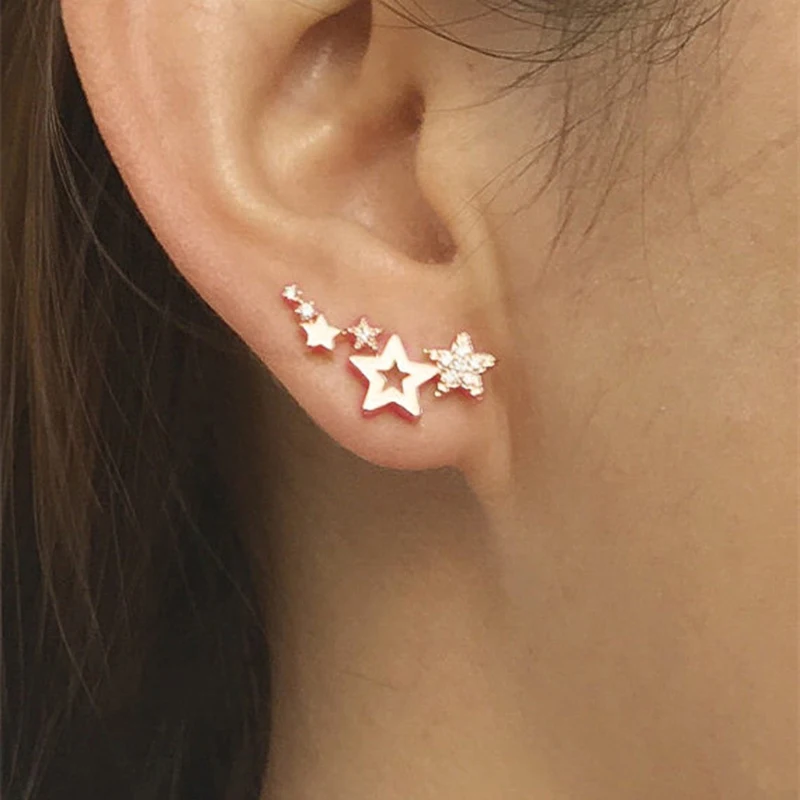 Hot Selling Simple Stylish Star Women Drop Earrings Shiny White Zircon Exquisite Versatile Female Earring Fashion Jewelry - Image 2
