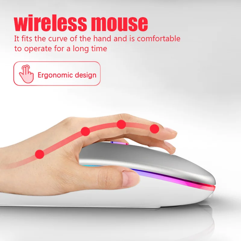 Wireless Mouse for Laptop PC Bluetooth RGB Rechargeable Mouses Wireless Computer Silent Mice LED Backlit Ergonomic Gaming Mouse - Image 4